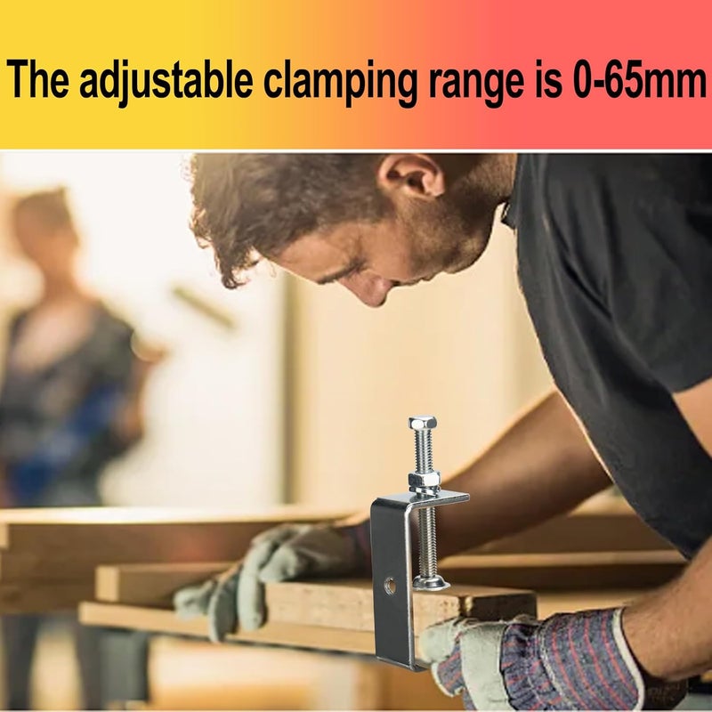 Pioleackflew 6 Pack Stainless Steel C Clamp - 2 9/16 Inch Small C Clamp Set, Heavy Duty Metal C Clamps Mini Tiger G-Clamp Adjustable U Clamps with Stable Wide Jaw Opening for Fixed Woodworking and Welding Mounting - Image 4